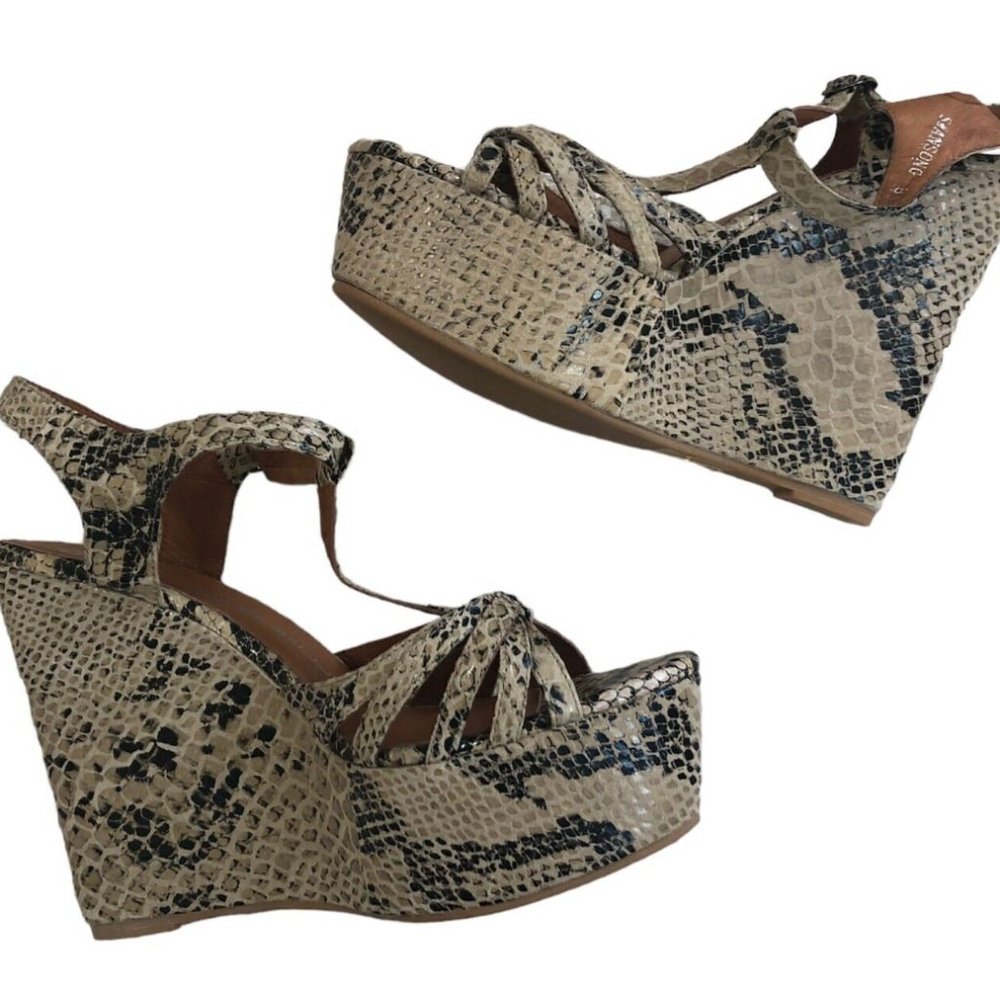 Jeffrey Campbell IBIZA Leather Snakeskin Summer Sandals/Platform/Heels Size 7.5